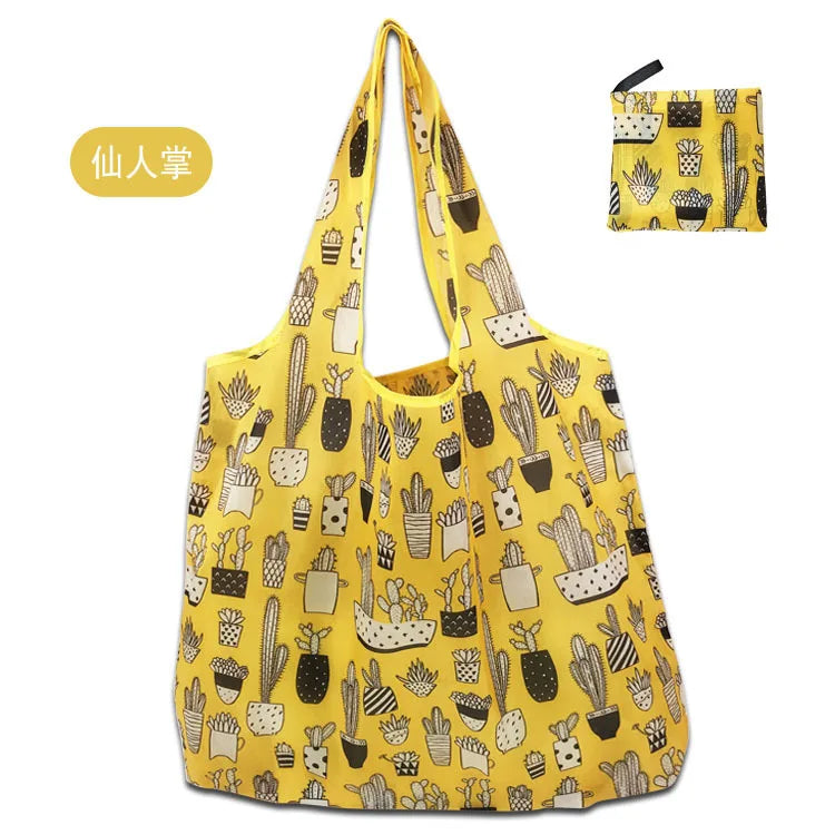 Large Foldable Reusable Shopping Tote Bag, Eco Grocery & Beach Shoulder Bag, Packable Polyester