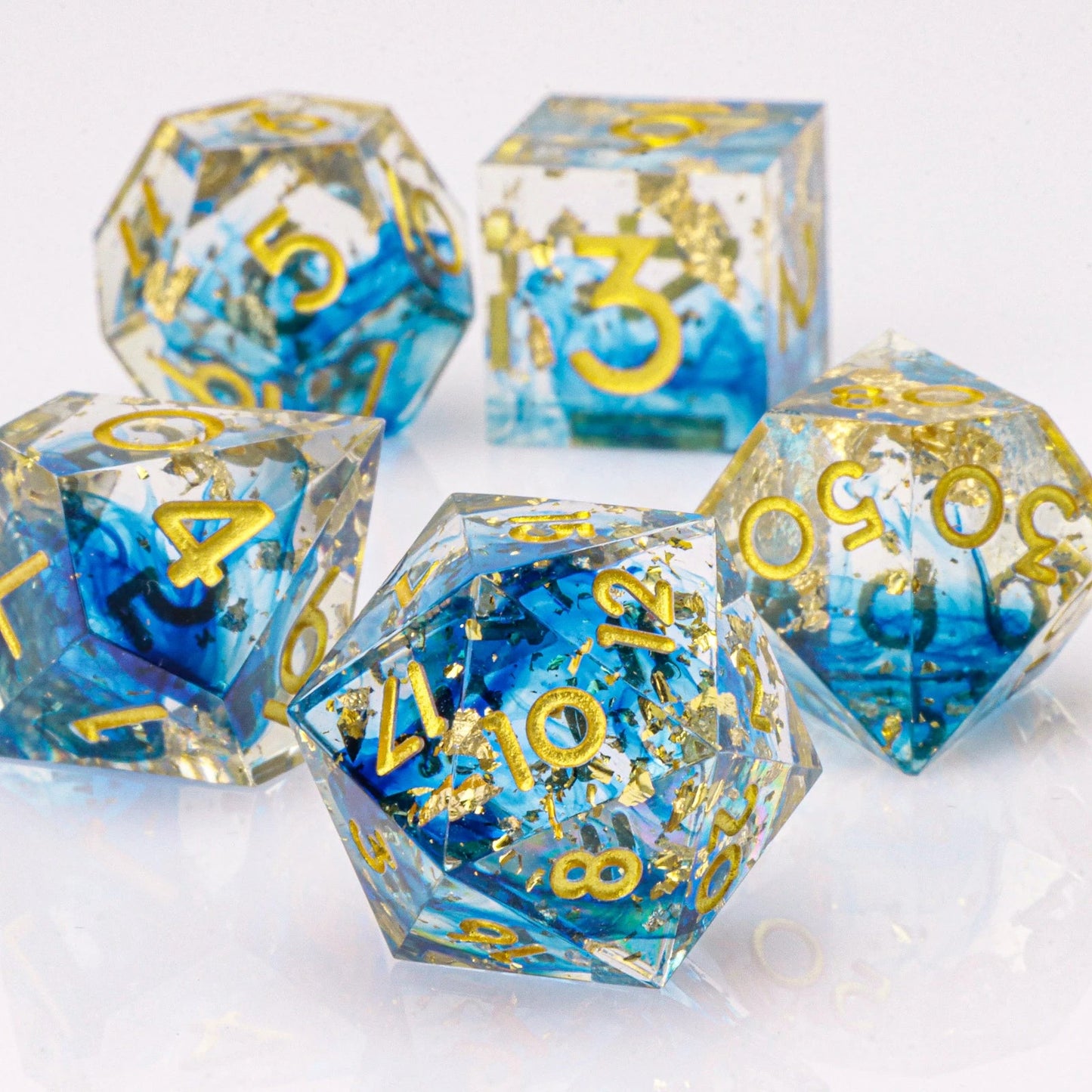 Handmade Resin 7-Piece D20 Polyhedral Dice Set for Dungeons & Dragons & Tabletop RPGs