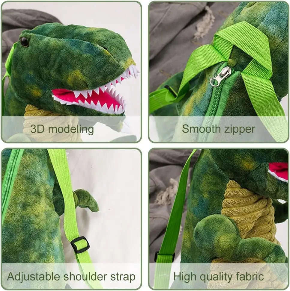 Plush T-Rex Dinosaur Backpack with Adjustable Straps, Kids School Bag for Boys and Girls