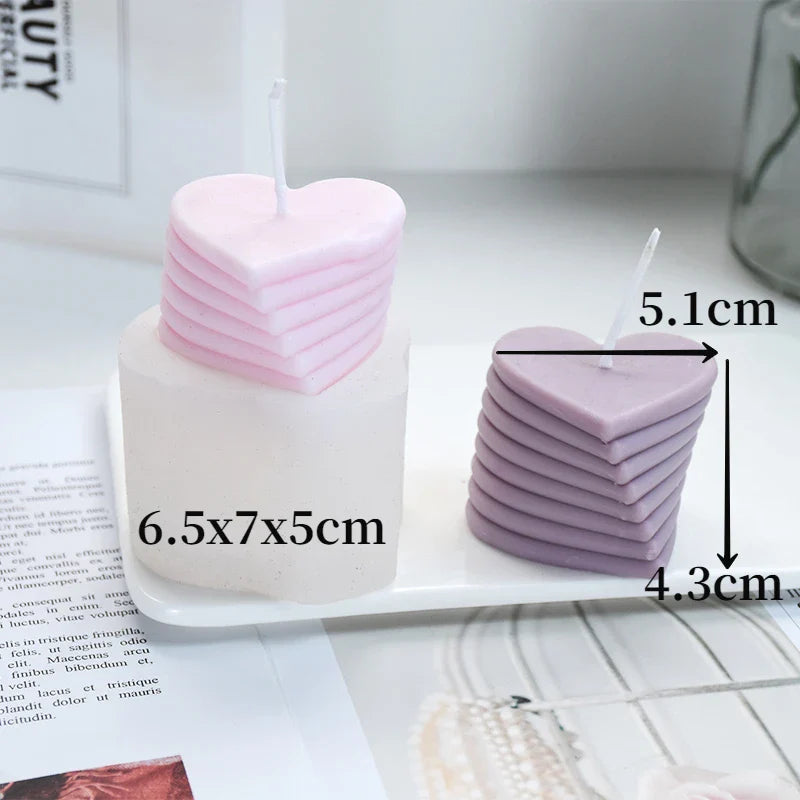 3D Rotating Stacking Heart Silicone Mold for Candle, Soap & Resin DIY Crafts