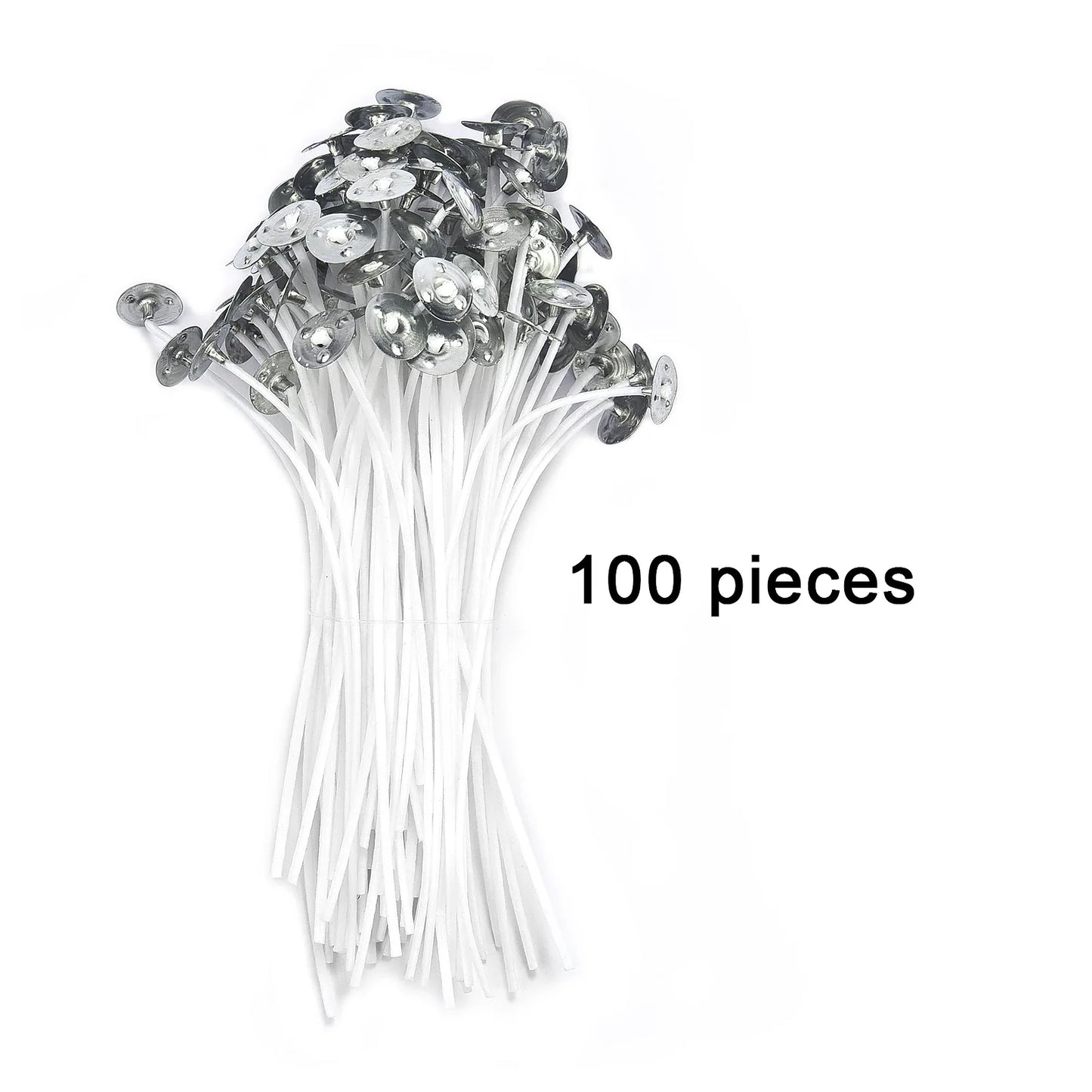 Pre-Waxed Pure Cotton Candle Wicks — 50/100 Pack, Smokeless DIY Candle Wicks, Multiple Lengths 2.6–20 cm (1.0–7.9 in)