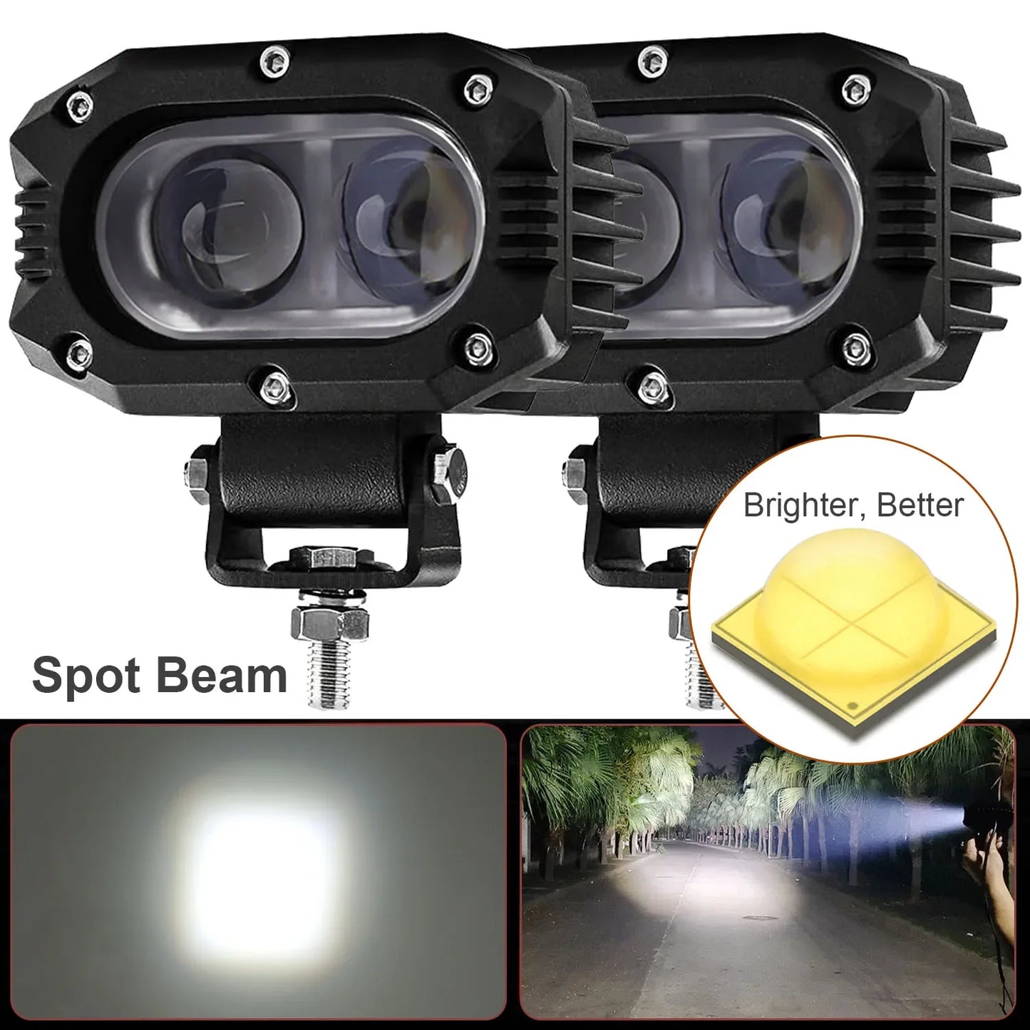 4 in (100 mm) LED Pod Light - Combo Spot + Flood Beam 9-30V Driving Work Fog Light for Car Motorcycle ATV UTV SUV Off-Road 4x4 Boat Truck