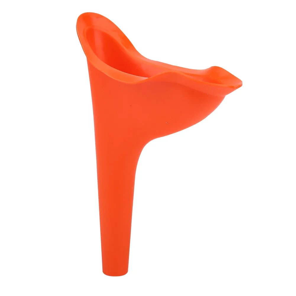 Portable Female Travel Urinal Funnel – Reusable TPR Camping Toilet for Women (Purple, Orange, Pink)