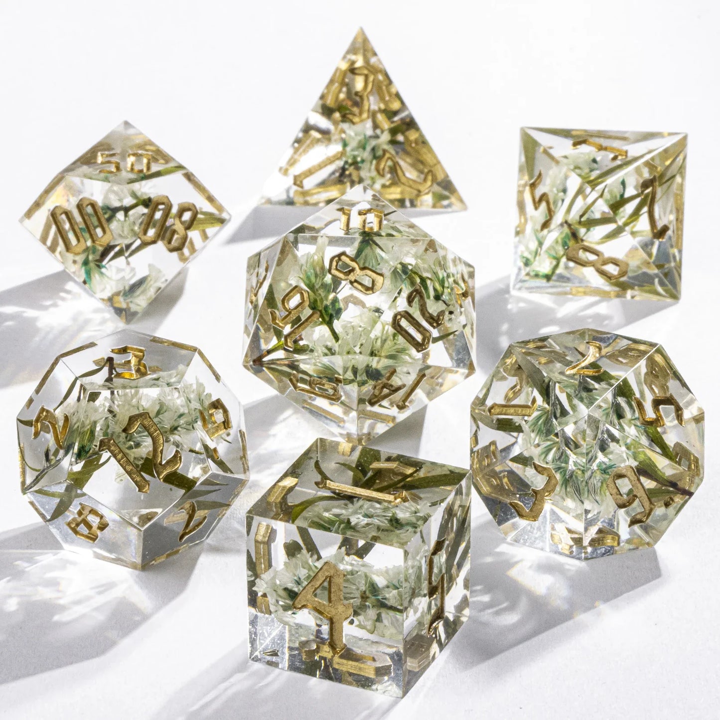 Handmade Resin 7-Piece D20 Polyhedral Dice Set for Dungeons & Dragons & Tabletop RPGs