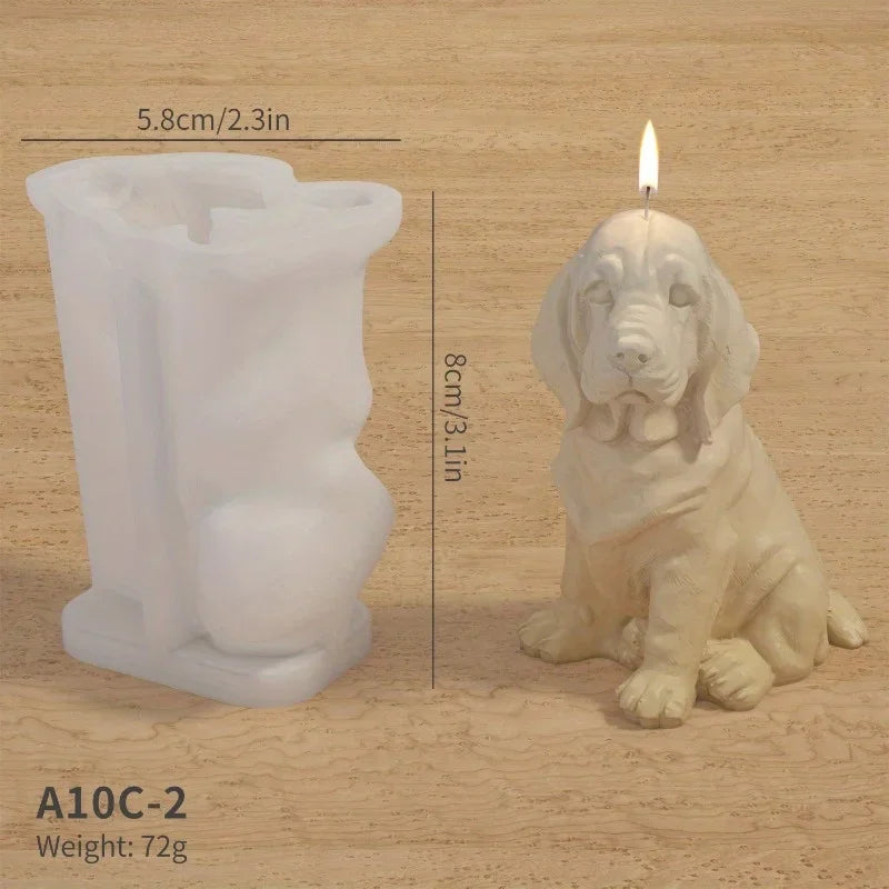 DIY Dog Silicone 3D Mold for Candles, Resin, Soap & Fondant — 3.0×2.2×2.2 in (7.5×5.5×5.5 cm)