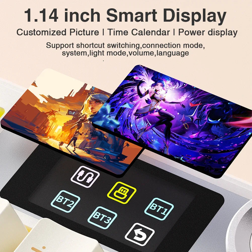 108-Key Wireless Bluetooth Gaming Keyboard Full-Size — Gasket-Mount Hot-Swappable with TFT Smart Display, RGB, Macro Knob, 8000mAh Battery