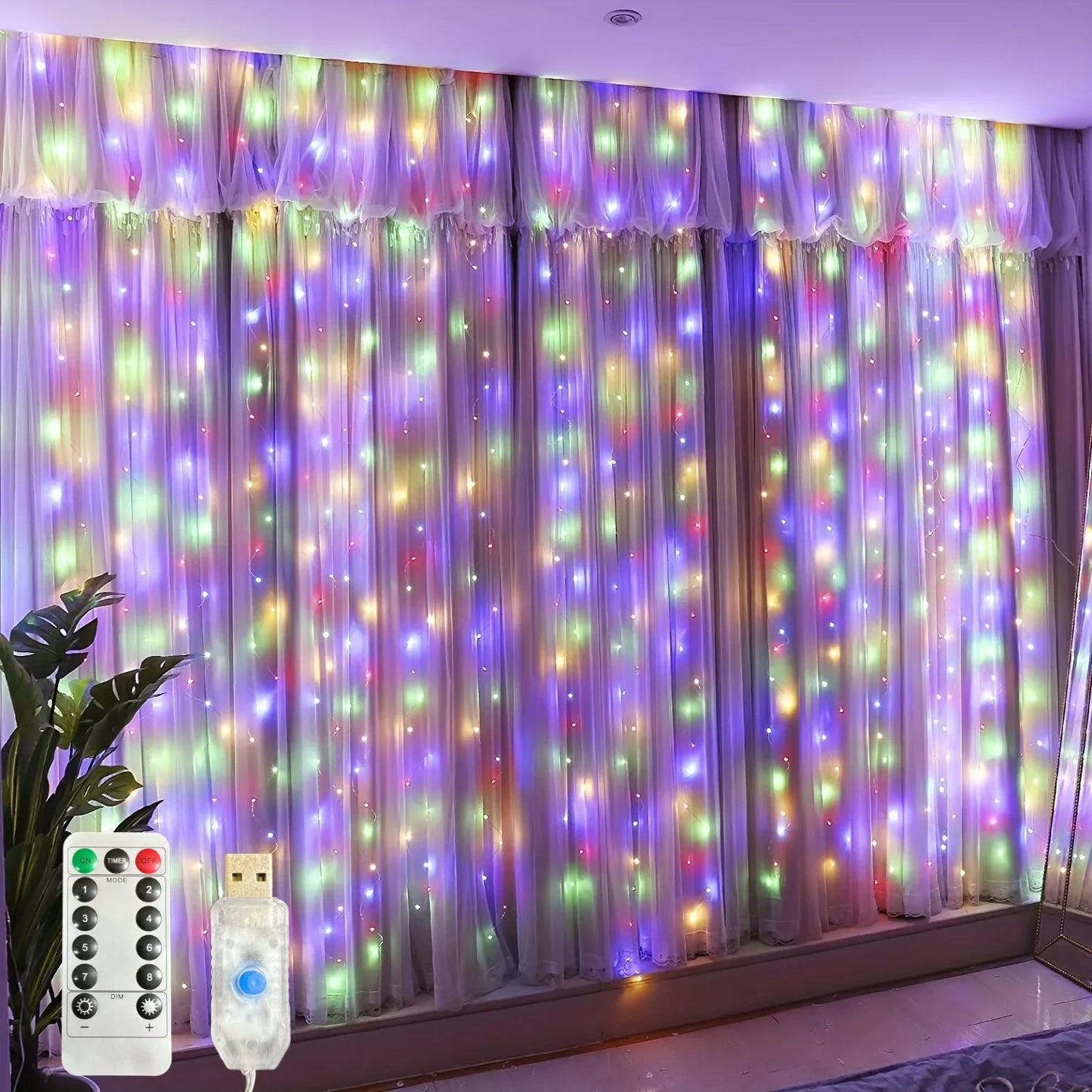 USB LED Curtain Fairy Lights for Windows & Bedroom – Christmas Holiday String Lights (100–600 LEDs)
