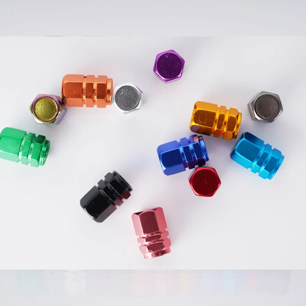 Aluminum Alloy Tire Valve Stem Caps — Dustproof Valve Caps for Car Motorcycle Bicycle (1.6 x 1.0 cm / 0.63 x 0.39 in)