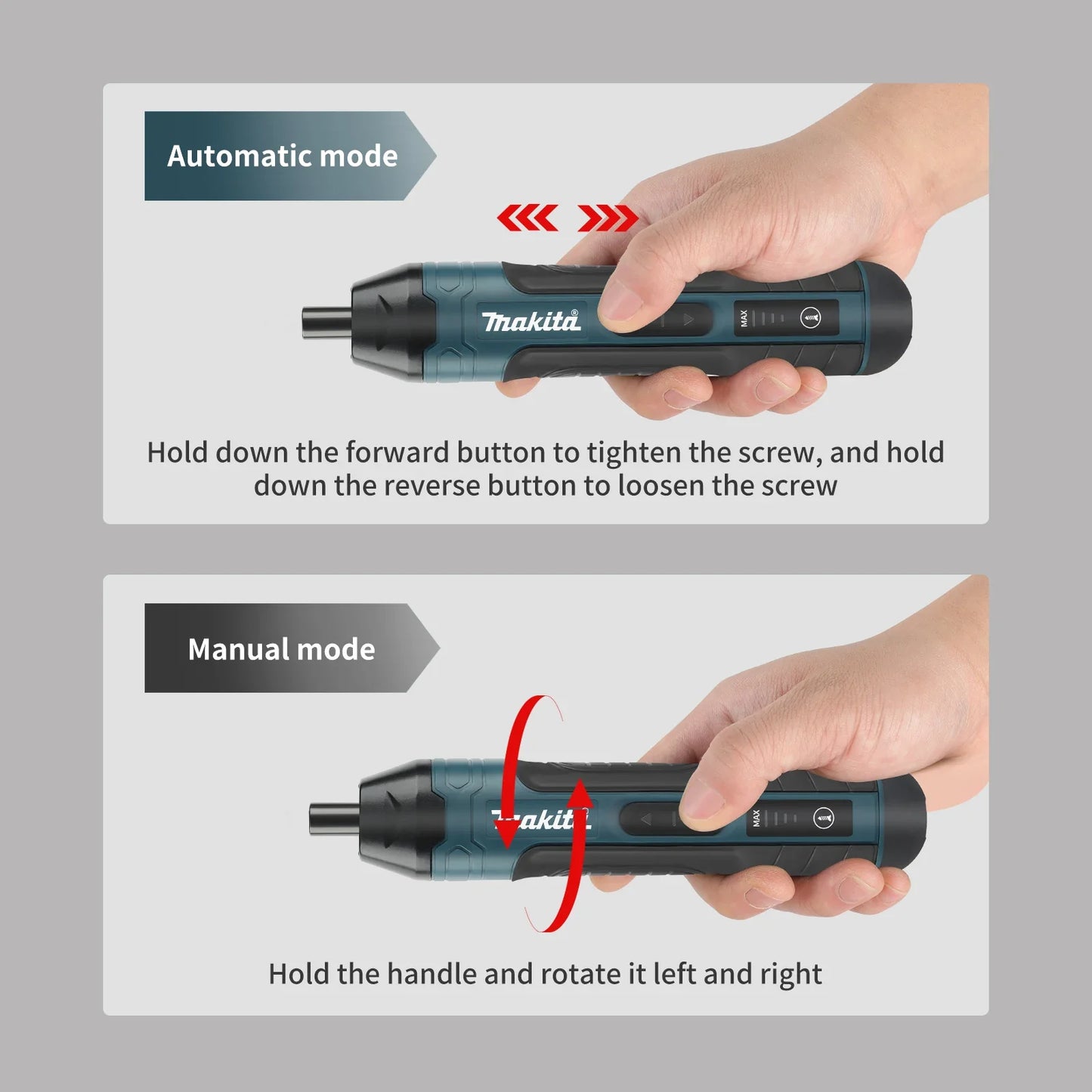 Cordless Electric Screwdriver 3.6V, 5 N·m Torque, 1/4" (6.35 mm) Chuck, 1300mAh Li-ion