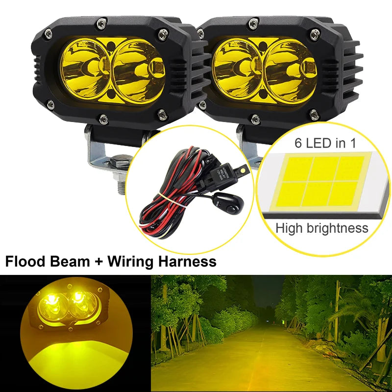 4 in (100 mm) LED Pod Light - Combo Spot + Flood Beam 9-30V Driving Work Fog Light for Car Motorcycle ATV UTV SUV Off-Road 4x4 Boat Truck