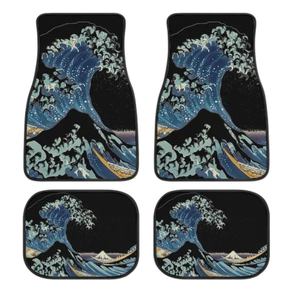 Great Wave Off Kanagawa 4-Piece All-Weather Car Floor Mats - Universal Fit for SUVs, Sedans, Trucks