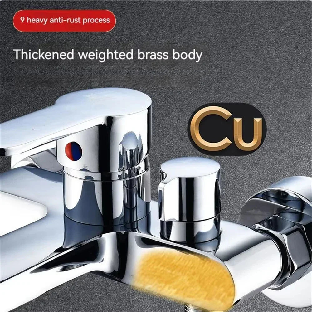 Wall-Mount Bathtub Mixer Faucet with Handheld 3-Mode Shower — Chrome, 1/2-inch (12.7 mm), 150 cm (59 in) Hose