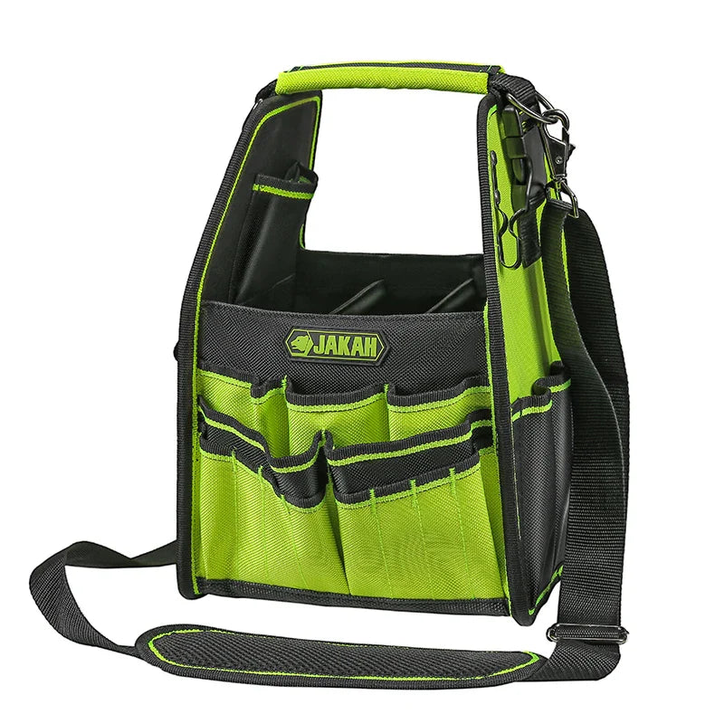 Open Tool Tote Bag with Adjustable Straps and Waterproof Base - Heavy Duty Tool Storage Organizer