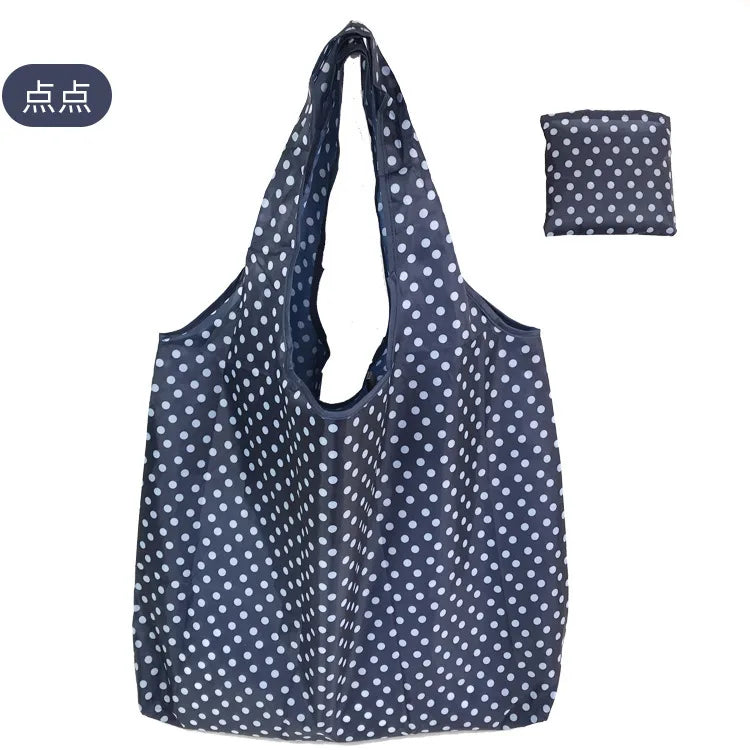 Large Foldable Reusable Shopping Tote Bag, Eco Grocery & Beach Shoulder Bag, Packable Polyester