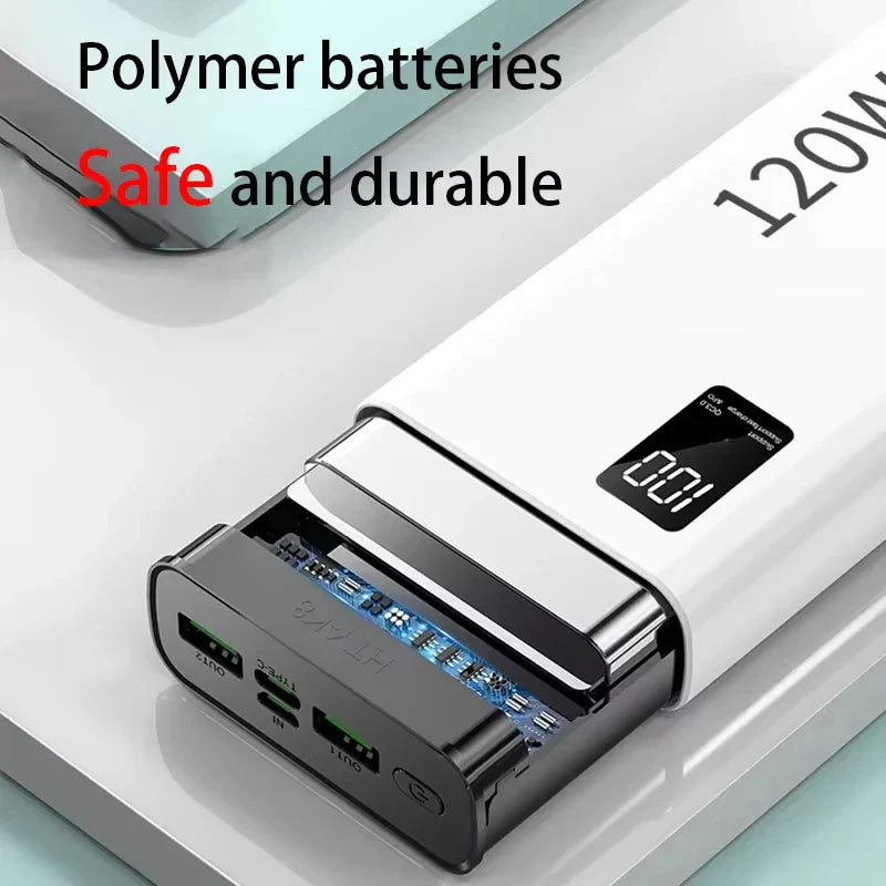 120W Portable Power Bank – USB-C Fast Charging, Digital Display, 50,000–200,000mAh Options – Battery Charger for Smartphones, Tablets & Laptops