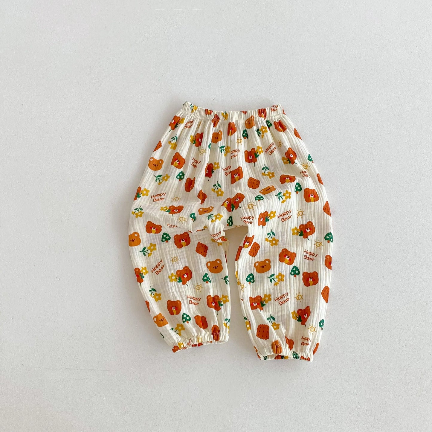 Anti-Mosquito Kids Harem Pants – Cartoon Summer Trousers, Loose Ankle-Length for Ages 4–6