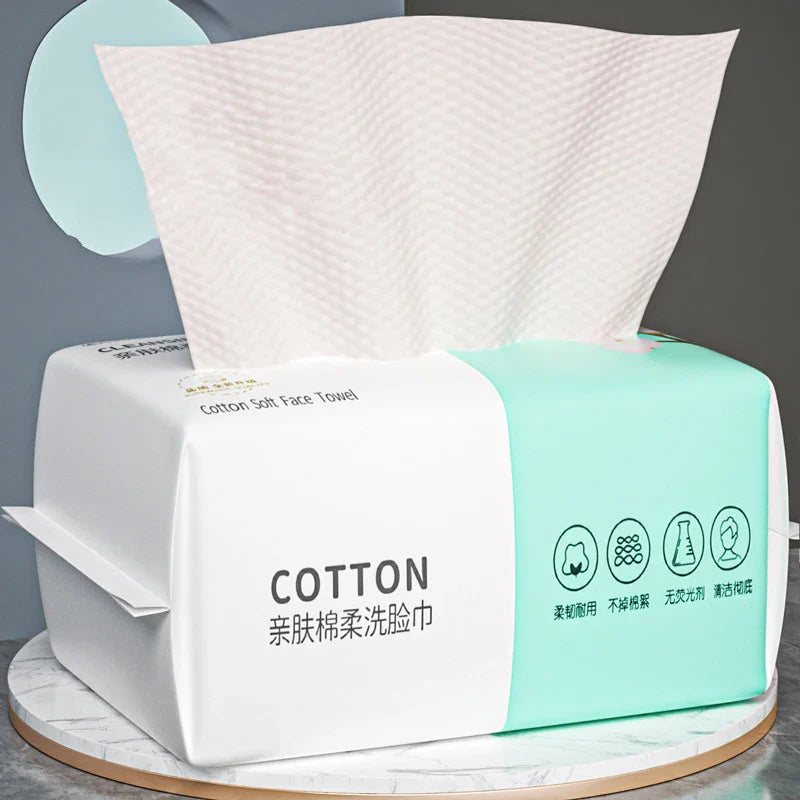 100-Pack Disposable Cotton Face Towels (15 x 20 cm / 5.9 x 7.9 in) Pearl Cotton Travel Makeup Remover & Facial Cleansing Wipes