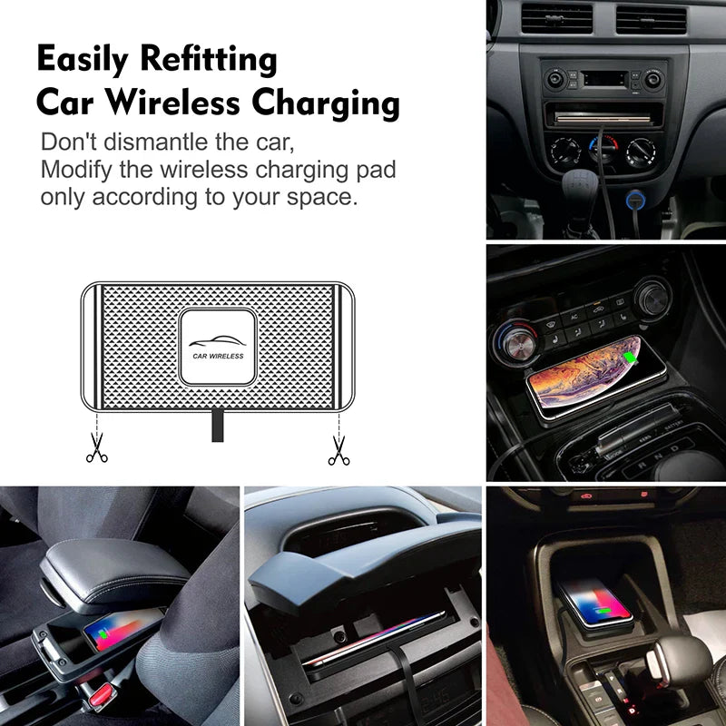 30W Qi Wireless Car Charger Pad – Silicone Non-Slip Fast Charging Mat for Qi-Compatible Phones