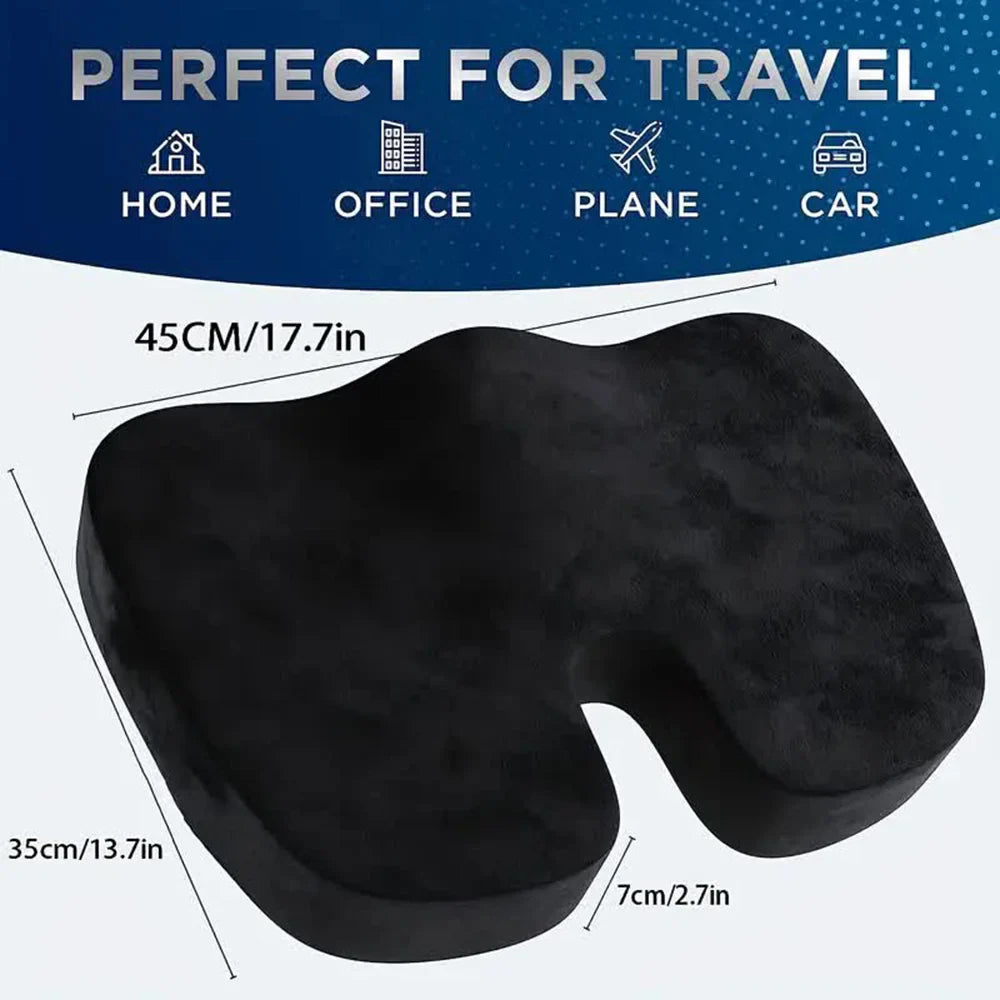 Memory Foam U-Shaped Travel Seat Cushion for Car & Office, Orthopedic Hip Support Pad