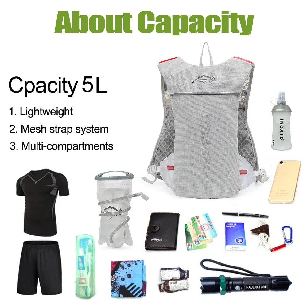5L Ultralight Hydration Running Vest Backpack – Breathable Trail & Marathon Jogging Pack, Unisex