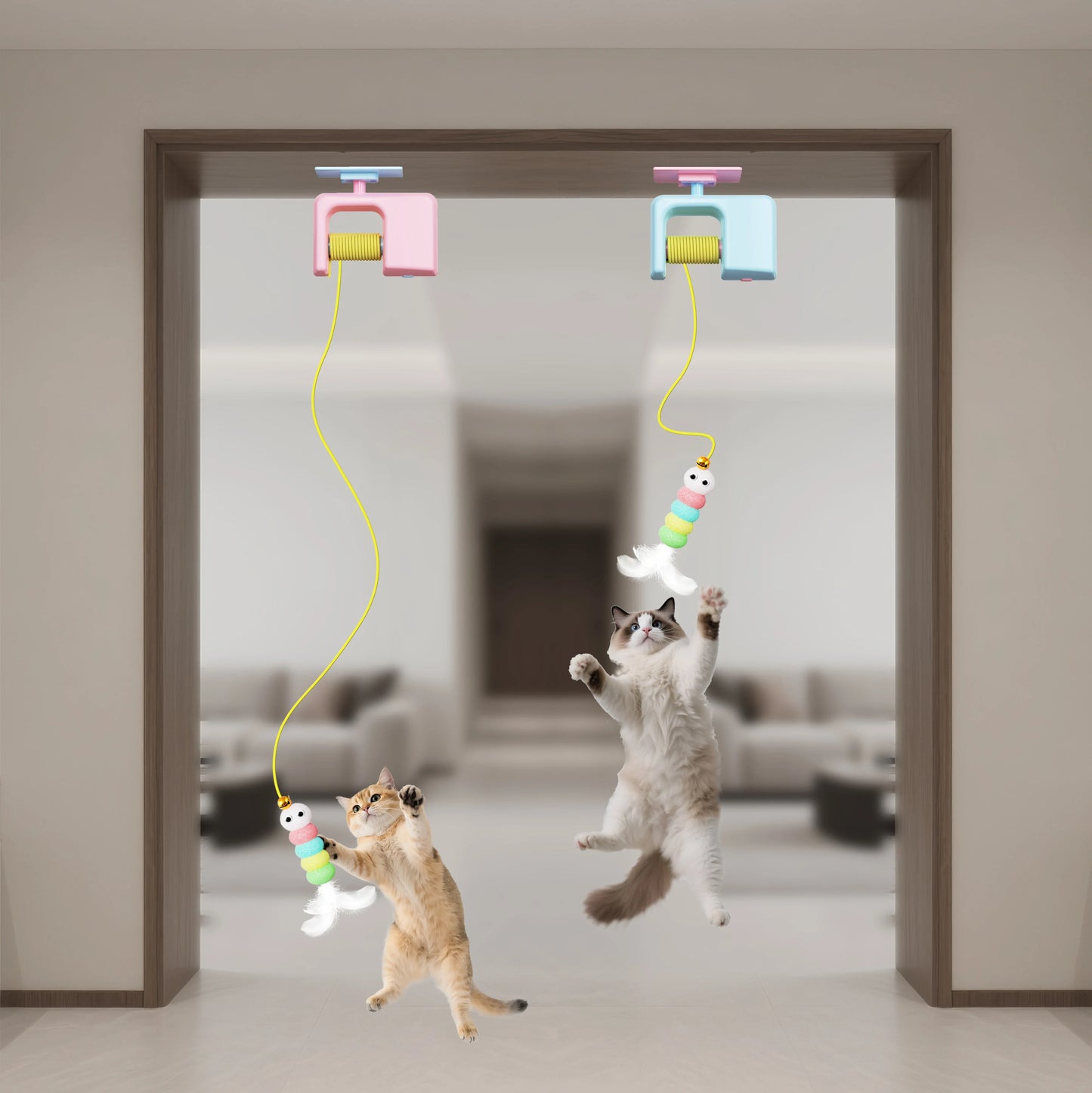 Rechargeable Interactive Hanging Door Cat Toy, Automatic Flying Bird for Cat Hunting & Stress Relief