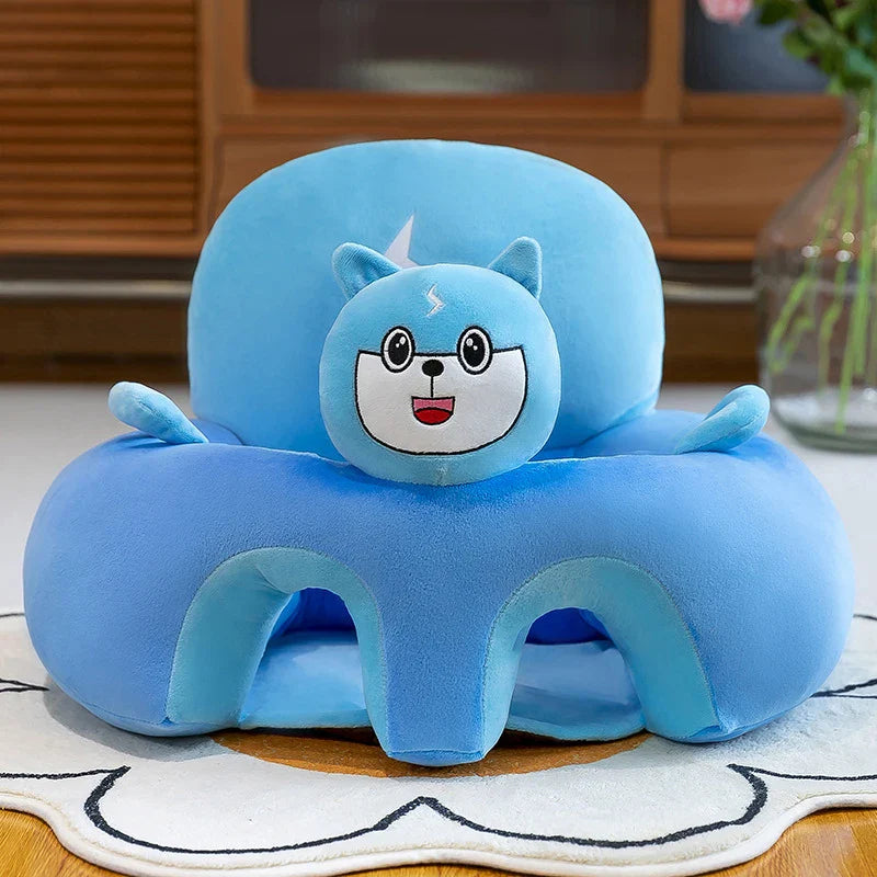 Plush Cartoon Baby Seat Cover (Cover Only) — Infant Sofa Support for Learn-to-Sit Toddlers, 21.7 x 21.7 x 15.7 in (55 x 55 x 40 cm), Washable