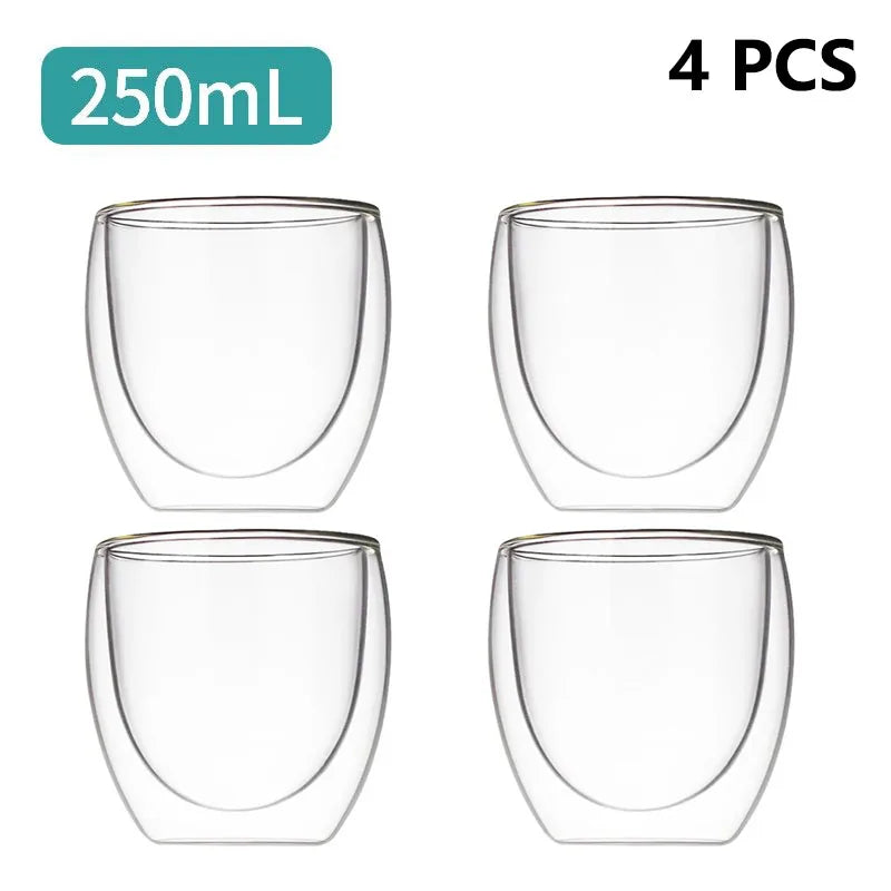 Double Wall Borosilicate Glass Mug - Heat-Resistant Insulated Tumbler for Coffee, Tea, Whiskey, Beer & Cocktails - Gift