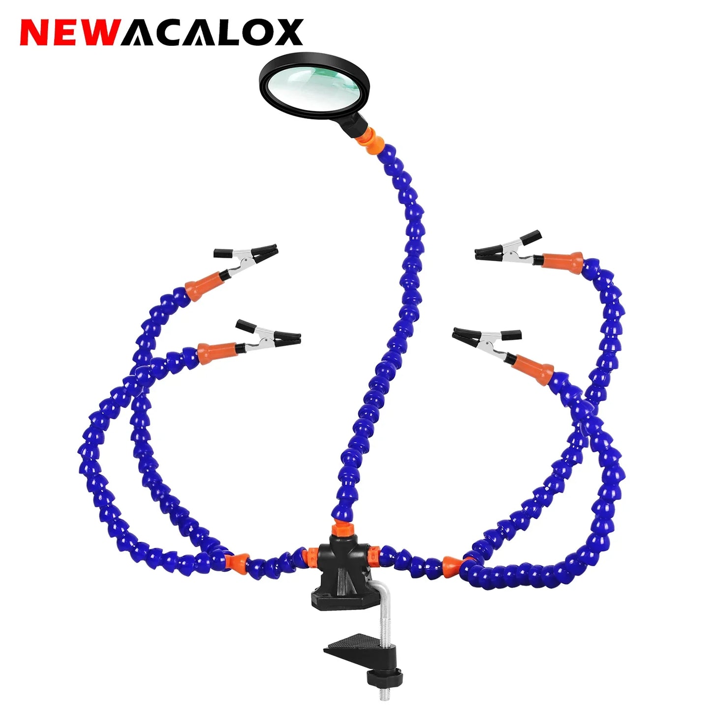 Soldering Helping Hand 3X Magnifier PCB Holder – Soldering Station with 5 Flexible Arms, Alligator Clips & Desk Clamp