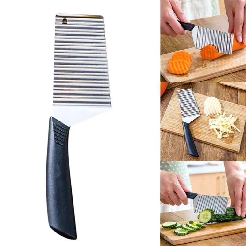 Stainless Steel Crinkle Wavy Potato & Vegetable Slicer French Fry Cutter