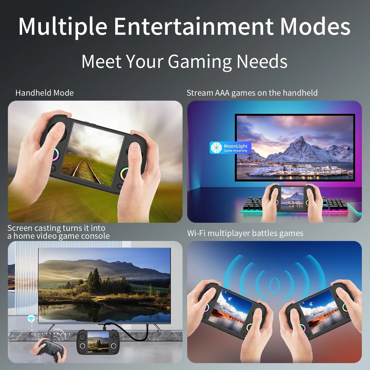 Retro Handheld Game Console 3.95 in (10.0 cm) IPS 720 x 720, Linux 64-bit, WiFi Bluetooth, RGB Joysticks, 3800mAh