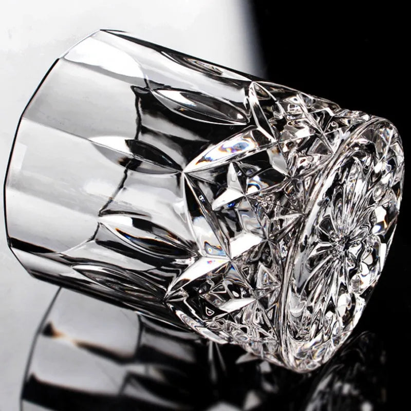 Embossed Crystal Whiskey Tumbler 230ml (7.8 fl oz) - Available in 1/2/4/6-Pack for Bar & Home