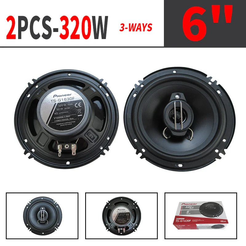 Pair 6-Inch (160mm) 3-Way Coaxial Car Speakers — 320W Peak Each, Full-Range HiFi Universal Fit