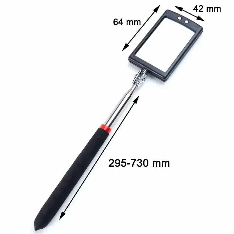 360° Telescoping Inspection Mirror with LED Light & Magnetic Head — Extendable 9.4–28.7 in (24–73 cm) for Car Repair