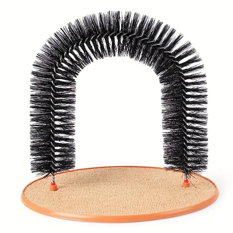 Cat Self-Grooming Arch with Massage Brush and Scratching Pad - Interactive Cat Toy