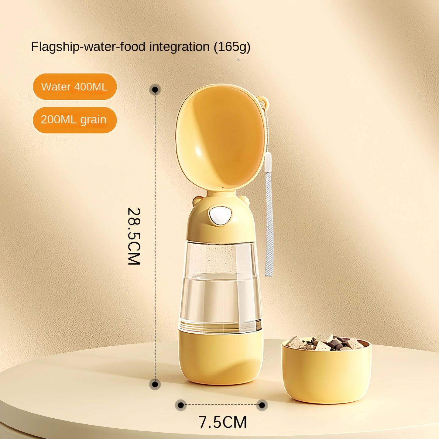 Portable Pet Water Bottle with Food Dispenser, Food-Grade Travel Bowl for Dogs & Cats