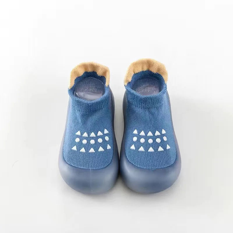 Unisex Toddler First Walkers Slip-On Soft Sole Baby Socks Shoes - Breathable Polyester Upper, Rubber Outsole (Ages 4-6)