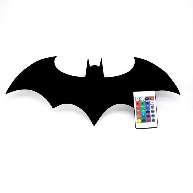 Wooden Bat LED Wall Lamp with Remote - Decorative Night Light for Bedroom, Living Room & Bar