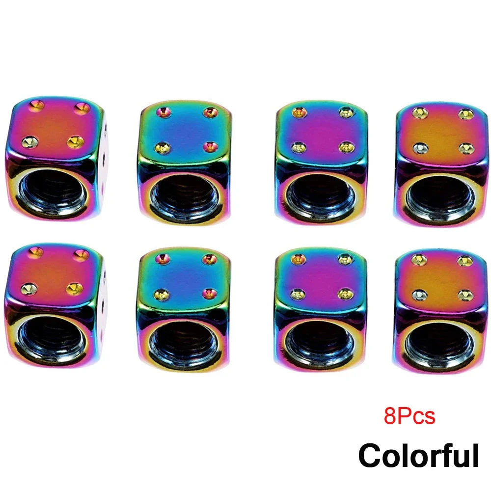 2/8-Pack Aluminum Dice Tire Valve Caps, Universal Wheel Stem Air Valve Covers for Car Truck Motorcycle Bike