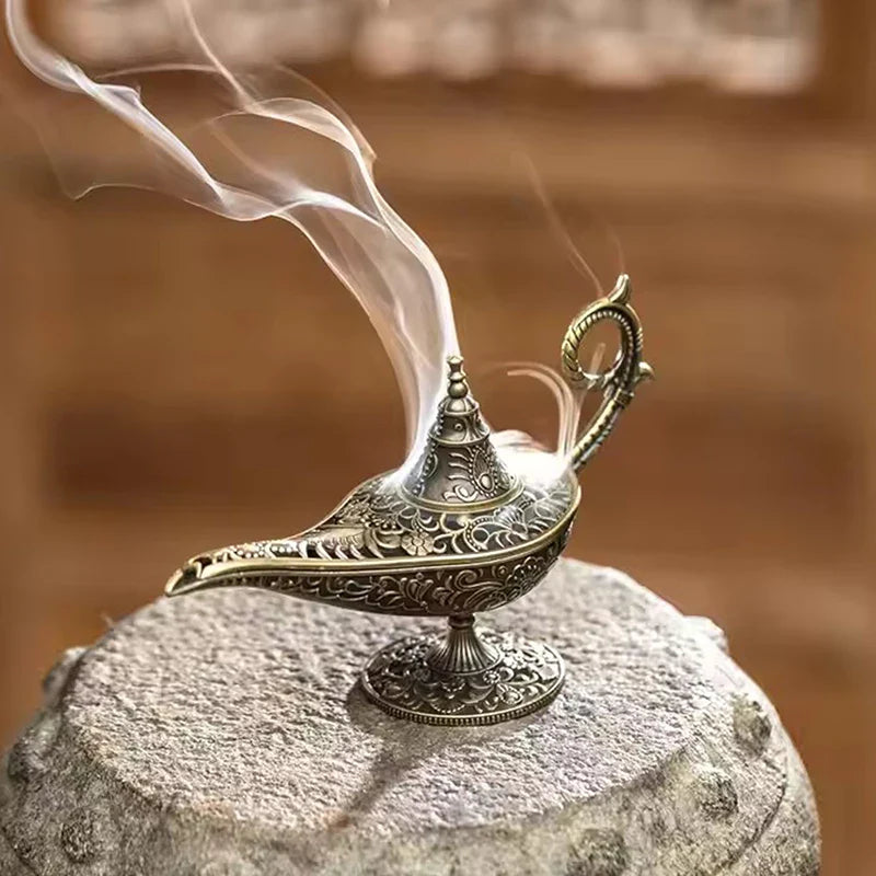 Antique Style Metal Incense Burner Lamp Candle Holder, Conical Aromatherapy Home Decor Gift