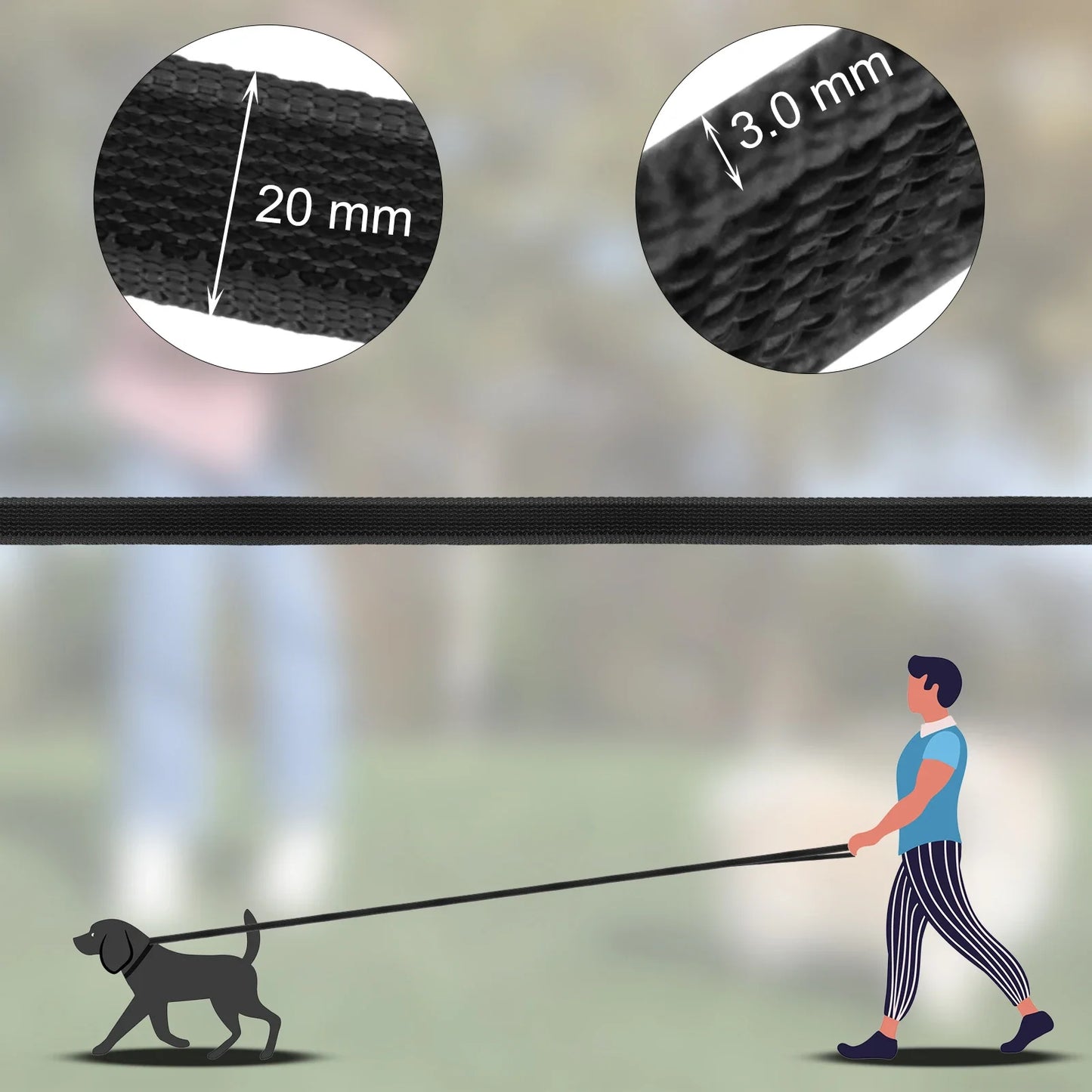 Adjustable Long Dog Leash – 1.5m/2m/3m/5m/10m/15m (4.9–49.2 ft) Lightweight Fiber Training Lead with Buckle, Personalized