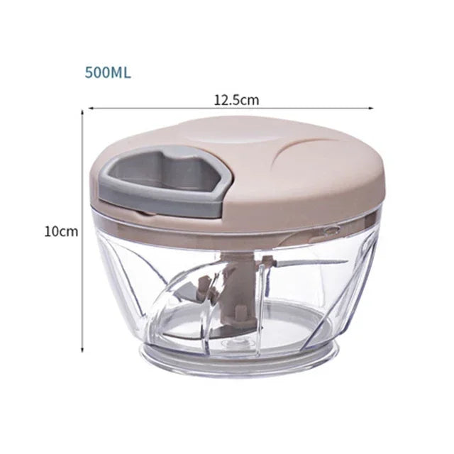 Manual Garlic and Food Chopper 500ml (17 fl oz) / 900ml (30 fl oz) — Hand Vegetable Cutter & Meat Grinder