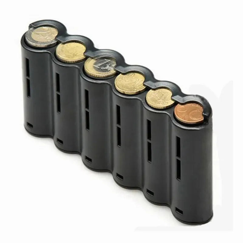 Portable 6-Slot Euro Coin Dispenser - Coin Holder with Spring for Cashiers, Waiters & Drivers