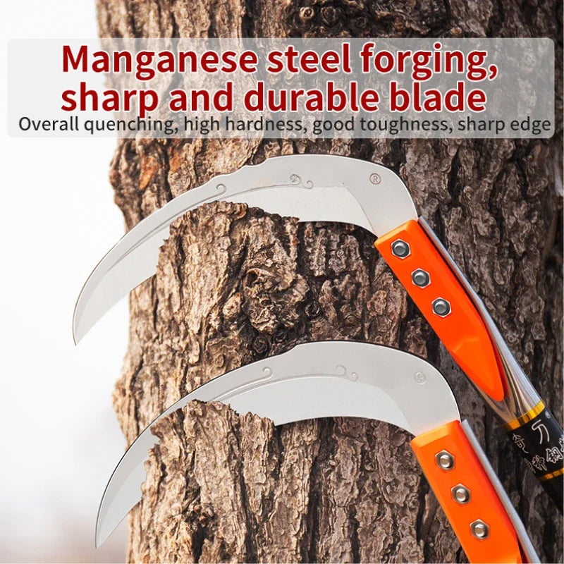 Long-Handle Manual Grass Sickle – Stainless Steel Weeding Tool for Gardening, Roadside & Harvesting