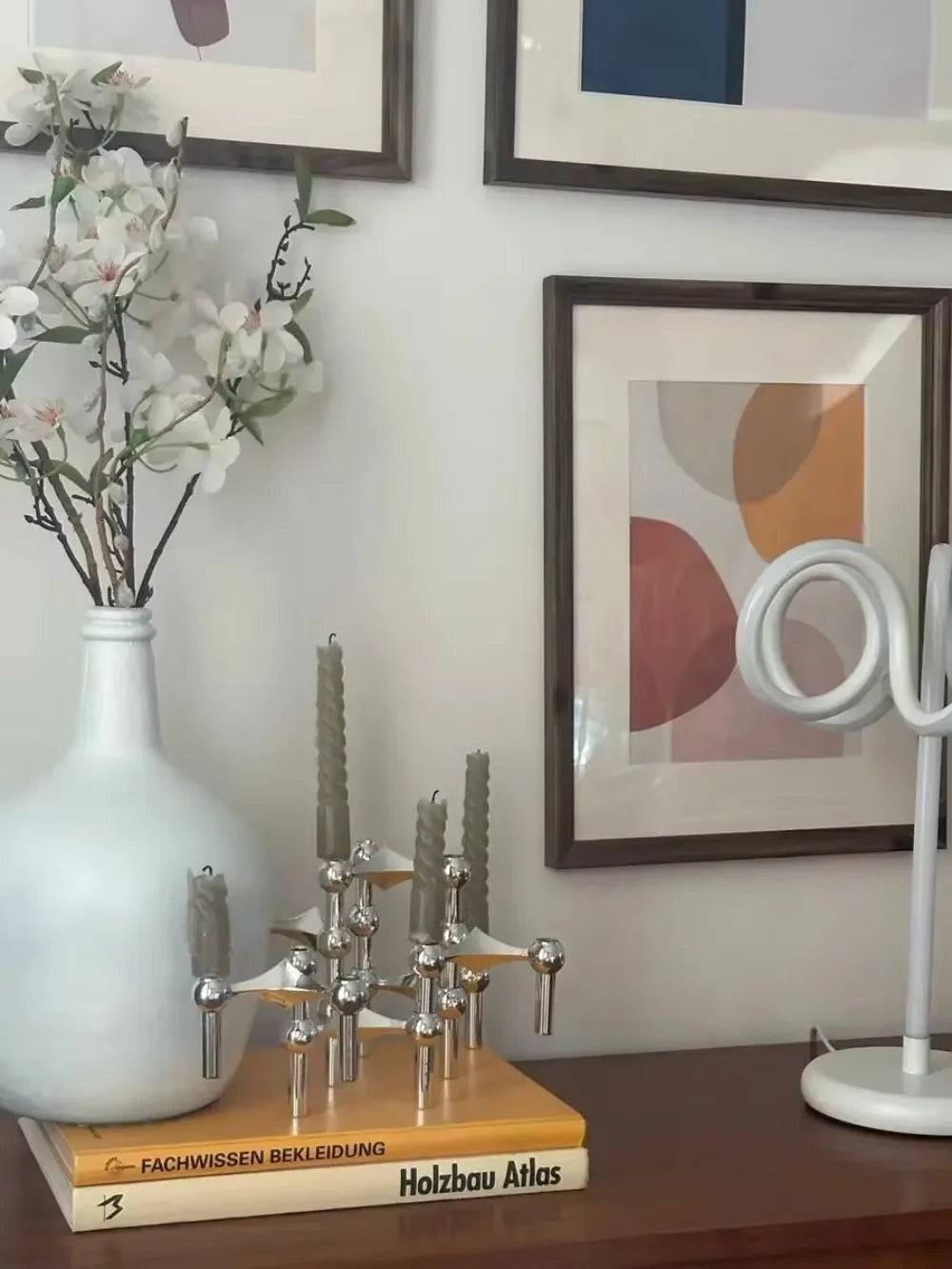 Molecular Structure Stainless Steel Candle Holder - Nordic Silver Candelabra Centerpiece