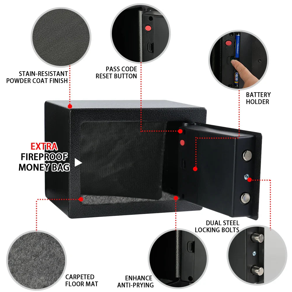 Fireproof Home Safe with Digital Keypad, Sensor Light & Adjustable Shelf – Security Safe for Cash & Documents