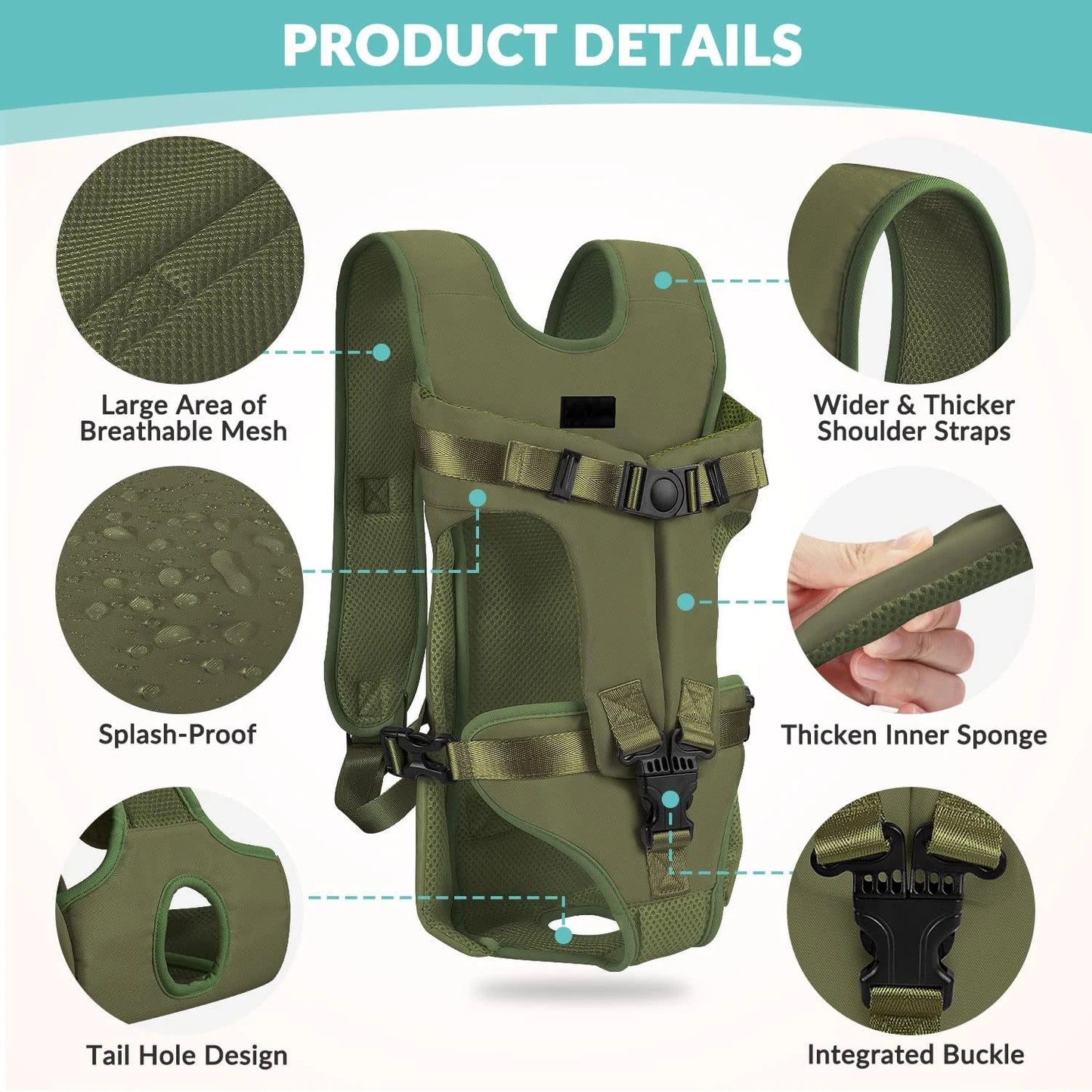 Adjustable Hands-Free Front Pet Carrier Backpack – Breathable Dog & Cat Travel Carrier (Up to 35 lbs / 16 kg)