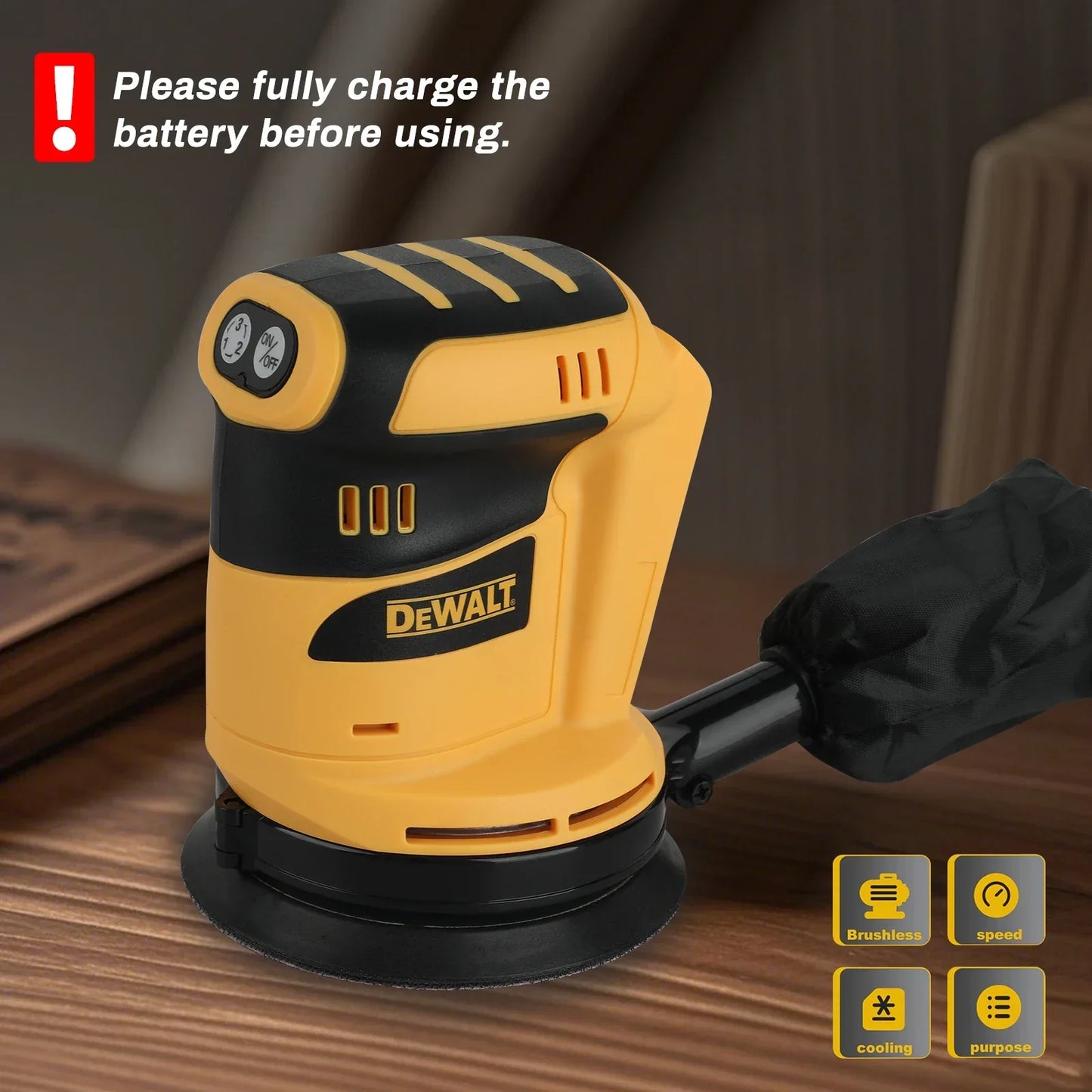 Cordless Mini Electric Polisher 20V Li‑Ion Rechargeable, 3-Speed Comfort Grip, 125 mm (5 in) Pad