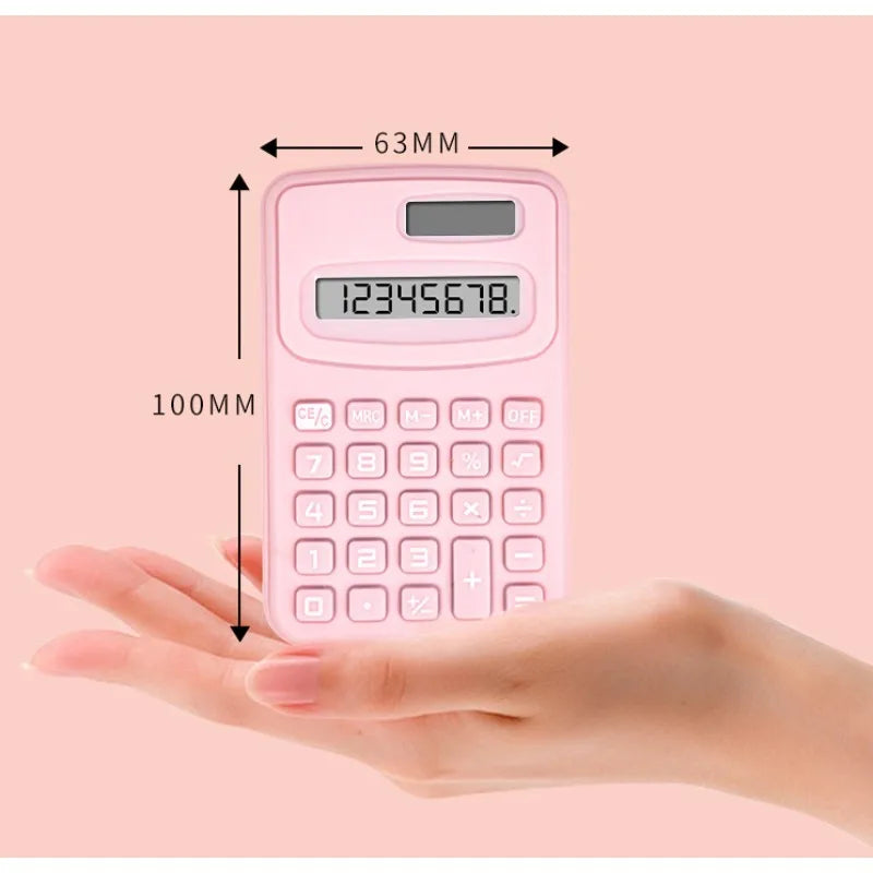 Mini Solid Color Pocket Calculator — Portable 4.0 x 2.5 in (100 x 63 mm) for Office, School & Teaching