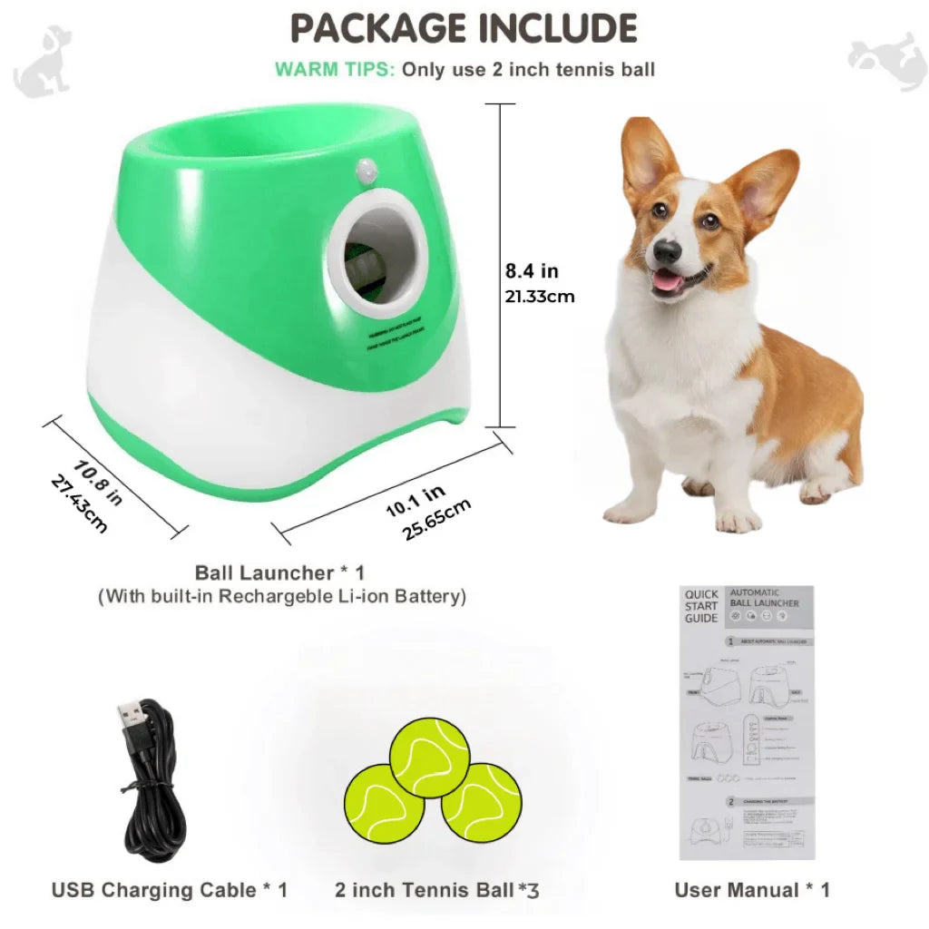 Automatic Dog Ball Launcher – Rechargeable USB Interactive Tennis Thrower, 5.8 cm Balls for Medium & Large Dogs