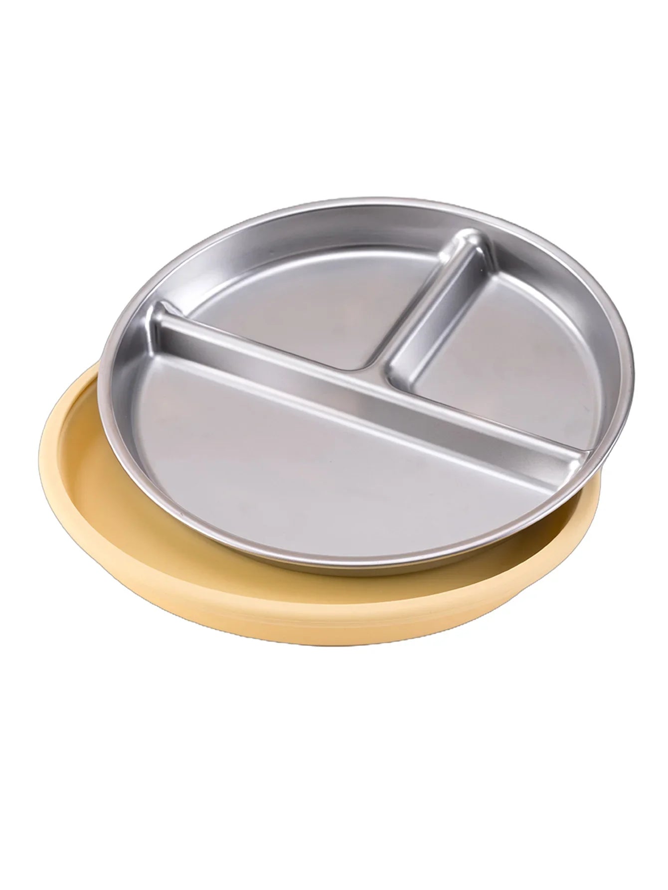 Stainless Steel Baby Plate with Detachable Suction Silicone Tray – Food-Grade Non-Slip Feeding Bowl for Infants & Toddlers